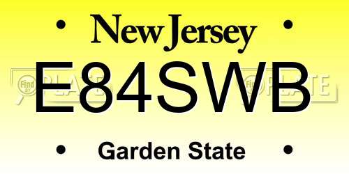 E84SWB New Jersey License Plate