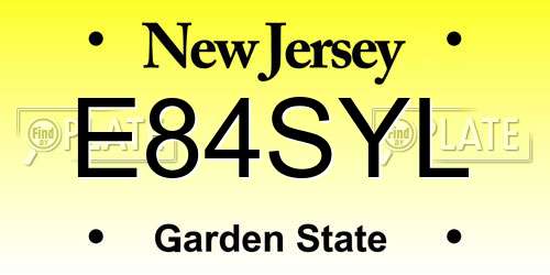 E84SYL New Jersey License Plate