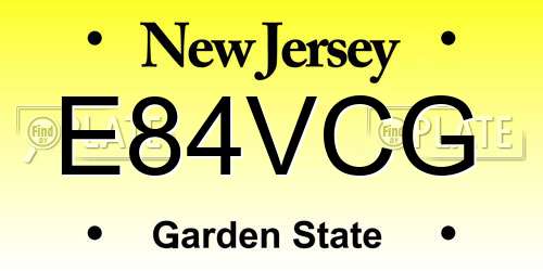 E84VCG New Jersey License Plate