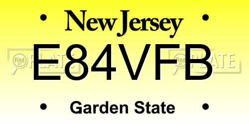 E84VFB New Jersey License Plate