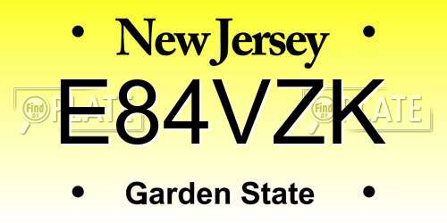 E84VZK New Jersey License Plate