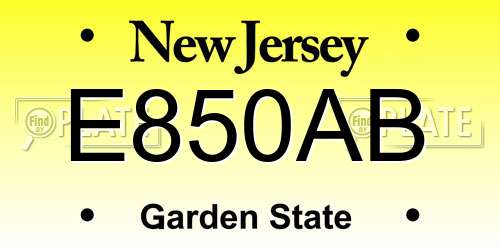 E850AB New Jersey License Plate
