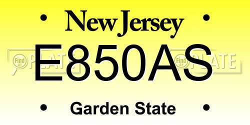 E850AS New Jersey License Plate
