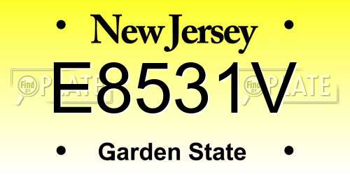 E8531V New Jersey License Plate