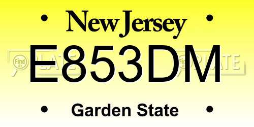 E853DM New Jersey License Plate