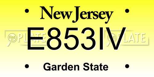 E853IV New Jersey License Plate