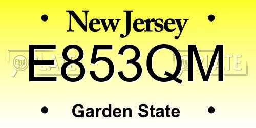 E853QM New Jersey License Plate