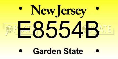 E8554B New Jersey License Plate