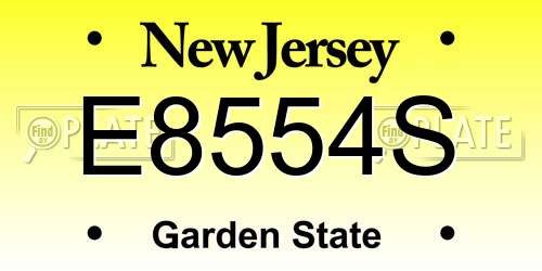 E8554S New Jersey License Plate