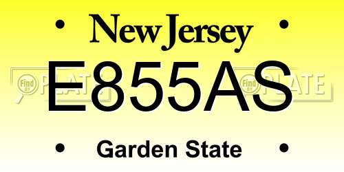E855AS New Jersey License Plate