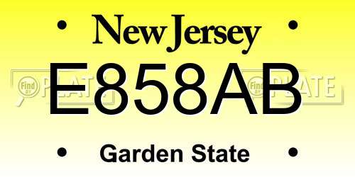 E858AB New Jersey License Plate