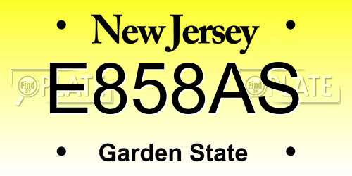E858AS New Jersey License Plate