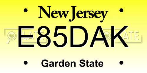 E85DAK New Jersey License Plate