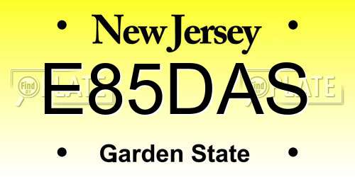 E85DAS New Jersey License Plate