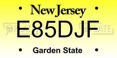 E85DJF New Jersey License Plate