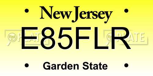 E85FLR New Jersey License Plate