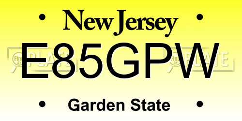 E85GPW New Jersey License Plate