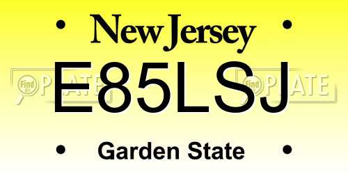 E85LSJ New Jersey License Plate