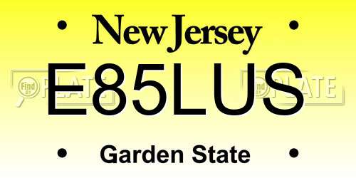 E85LUS New Jersey License Plate