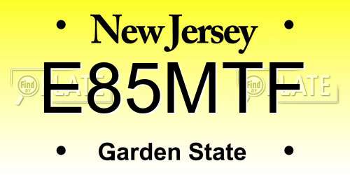 E85MTF New Jersey License Plate