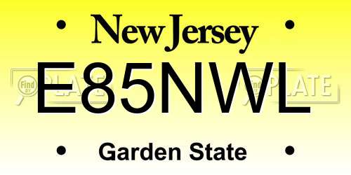 E85NWL New Jersey License Plate