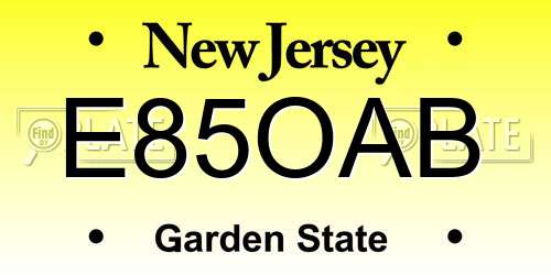 E85OAB New Jersey License Plate