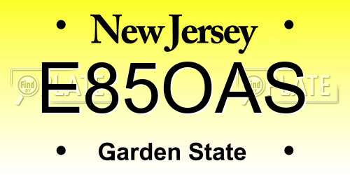 E85OAS New Jersey License Plate
