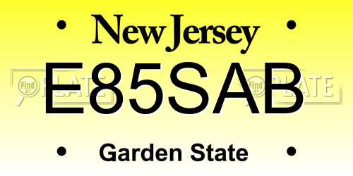 E85SAB New Jersey License Plate