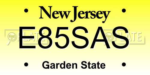 E85SAS New Jersey License Plate