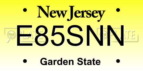 E85SNN New Jersey License Plate