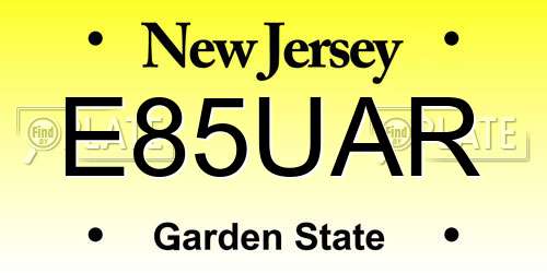 E85UAR New Jersey License Plate