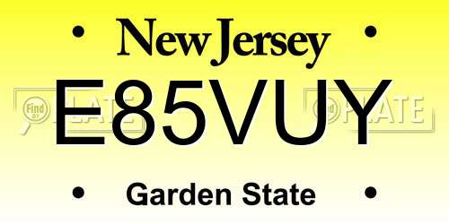E85VUY New Jersey License Plate