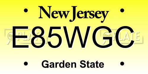E85WGC New Jersey License Plate