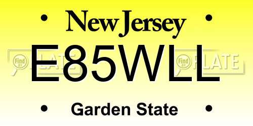 E85WLL New Jersey License Plate