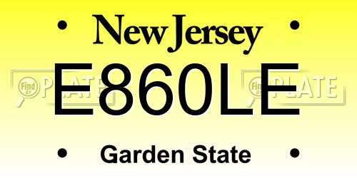 E860LE New Jersey License Plate