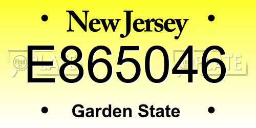 E865046 New Jersey License Plate