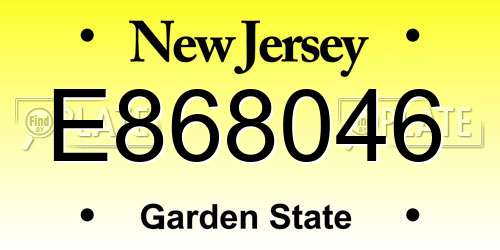 E868046 New Jersey License Plate
