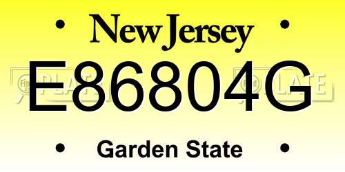 E86804G New Jersey License Plate