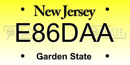 E86DAA New Jersey License Plate