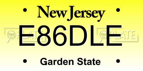 E86DLE New Jersey License Plate