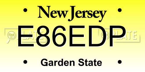 E86EDP New Jersey License Plate