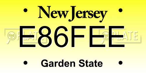 E86FEE New Jersey License Plate