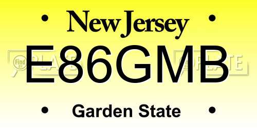 E86GMB New Jersey License Plate