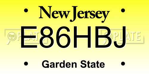 E86HBJ New Jersey License Plate