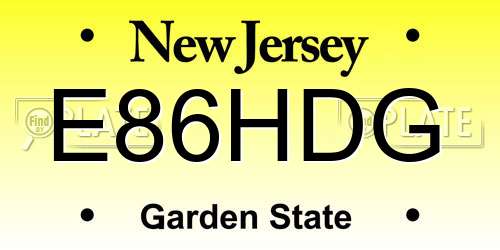 E86HDG New Jersey License Plate