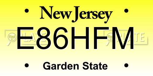 E86HFM New Jersey License Plate