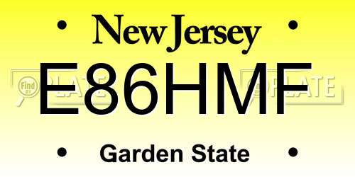E86HMF New Jersey License Plate