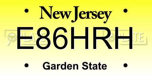 E86HRH New Jersey License Plate