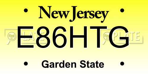 E86HTG New Jersey License Plate