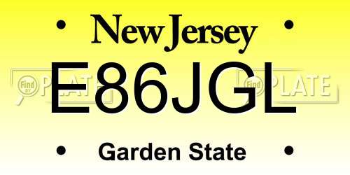 E86JGL New Jersey License Plate